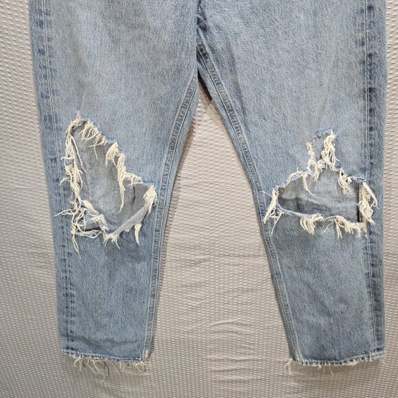 AGOLDE Women's 90s Jeans Mid Rise in Light Wash Loose Fit Distressed Straight - Picture 8 of 10